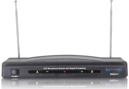 Technical Pro WM241 Dual Signal VHF Wireless Dynamic Headset Microphone System – 2 Microphones
