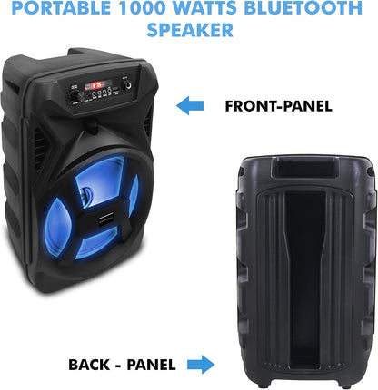 Technical Pro Rechargeable 8" Bluetooth LED Speaker with USB Card Inputs SPARK8