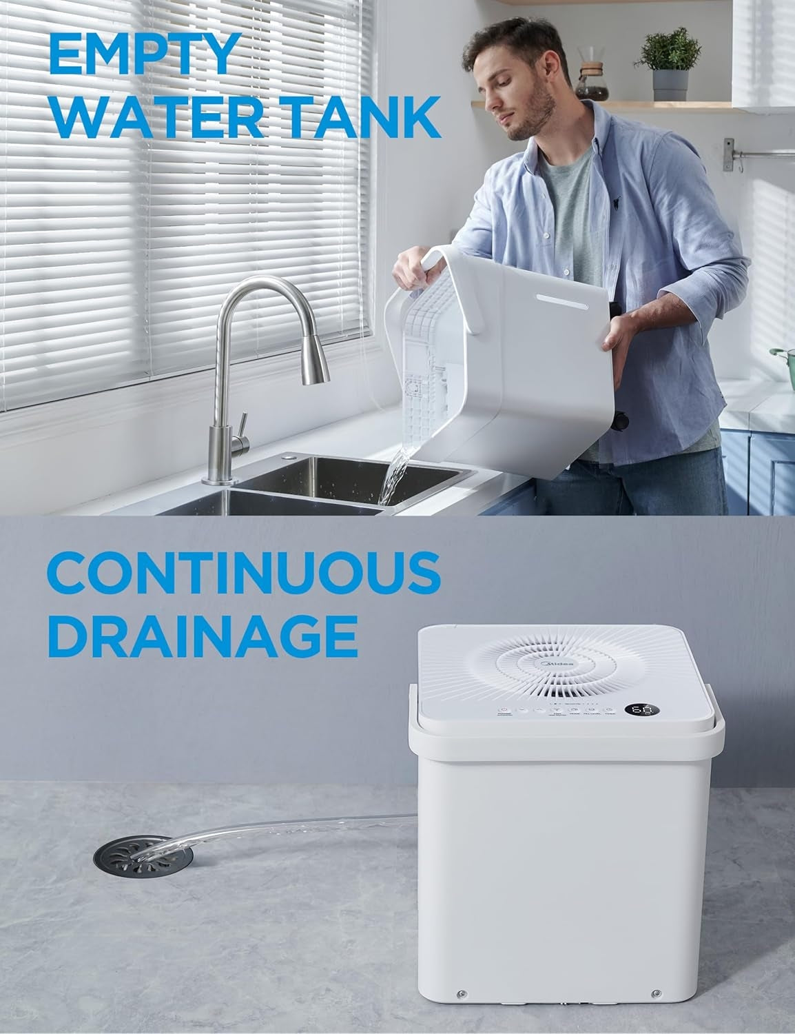 Midea 35 pt. Cube Dehumidifier for spaces up to 3,500 sq. ft. MAD35S1QWT