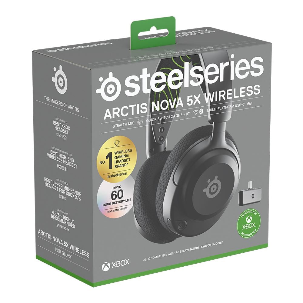 SteelSeries - Arctis Nova 5X 2.4GHz Wireless Over-the-Ear Gaming Headset for Xbox, PC, PS, Switch, Mobile