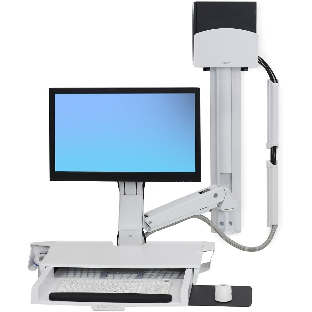 Ergotron StyleView Combo System with Worksurface, Small CPU Holder White 45-272-216