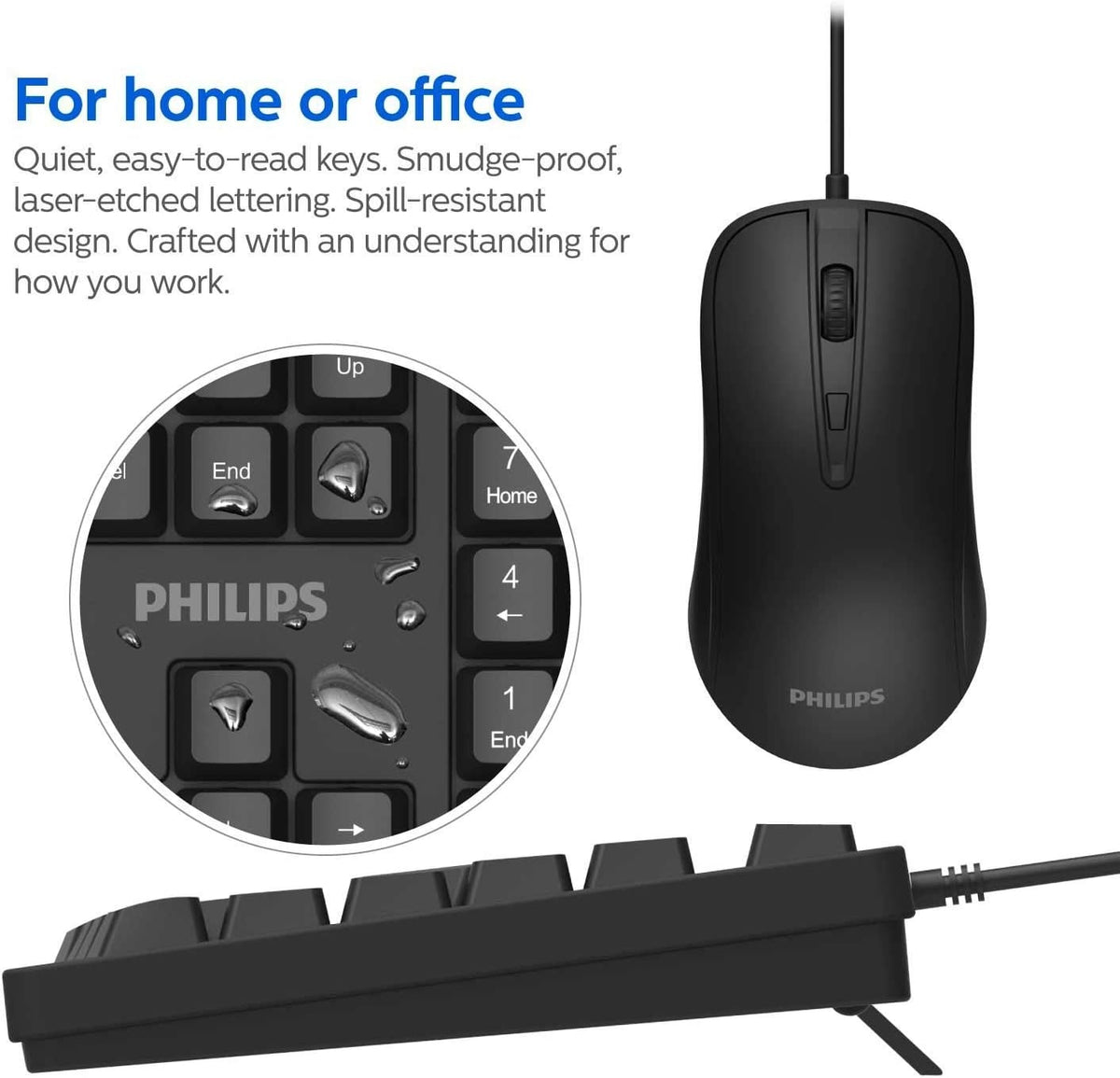 Philips SPT6214 Wired Keyboard and Mouse Combo Black