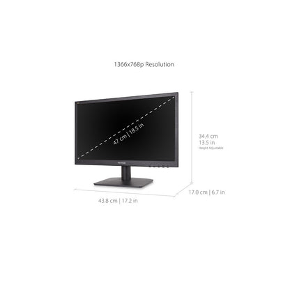 ViewSonic VA1903H 18.5" 1366 x 768 5ms LCD Monitor, DisplayPort VGA, HDMI Black