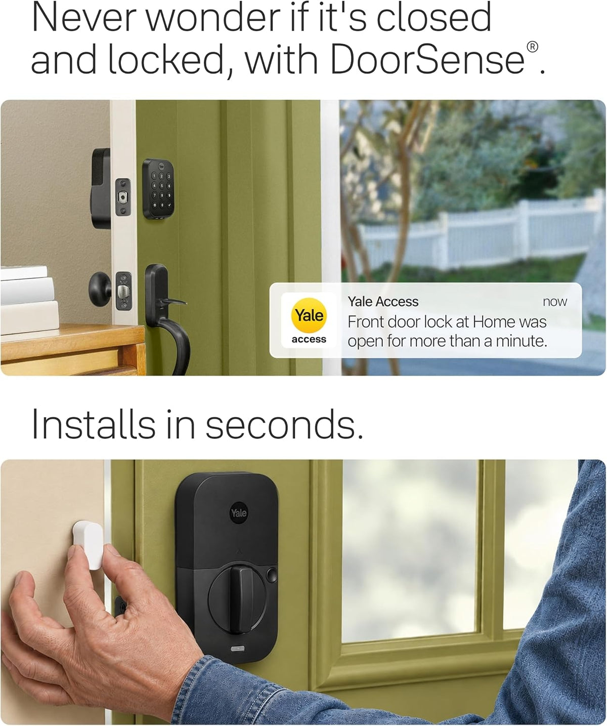 Yale Security Assure Lock 2 Touch Deadbolt, Satin Nickel Keyed Smart Entry Door Lock with Wi-Fi YRD430-F-WF1