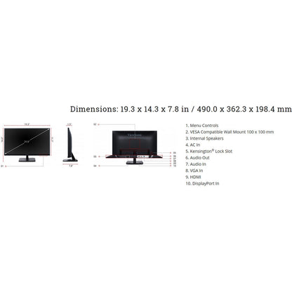 ViewSonic VA2256-MHD 22" IPS FHD 60Hz Monitor (HDMI, DisplayPort & VGA) Black