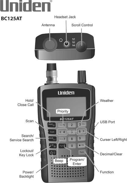 Uniden BC125AT Bearcat Compact Handheld Analog Scanner Gray