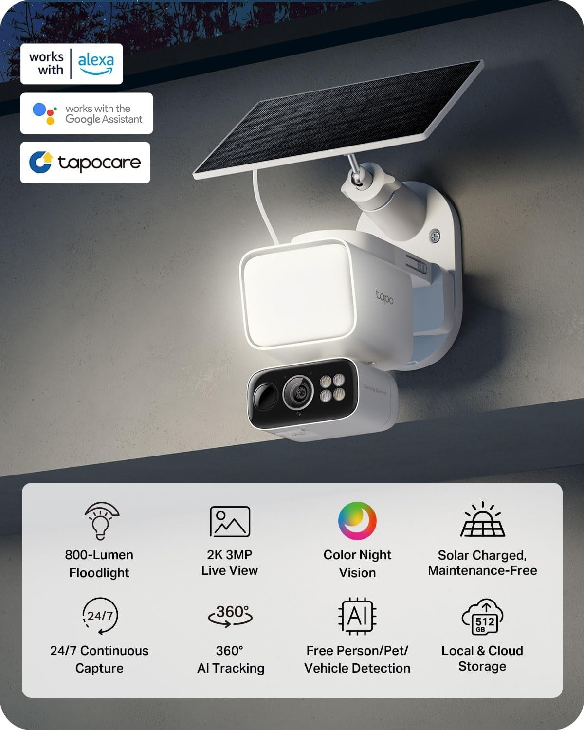 TP-Link Tapo C615F Kit 2K Solar-Powered Floodlight Pan & Tilt Security Camera Kit