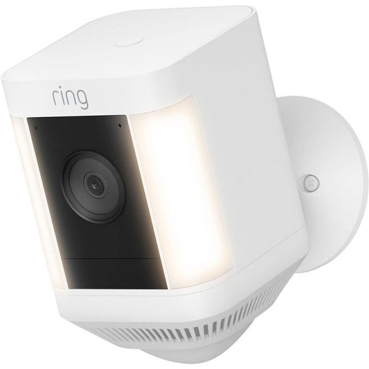 Ring - Spotlight Cam Plus Outdoor/Indoor Wireless 1080p Battery Surveillance Camera - White