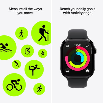 Apple Watch Series 11 (GPS) 46mm Jet Black Aluminum Case with Black Sport Band - M/L - Jet Black MEUX4LW/A
