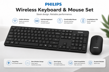 Philips 100 Series Wireless Keyboard-Mouse Combo SPT6103/00