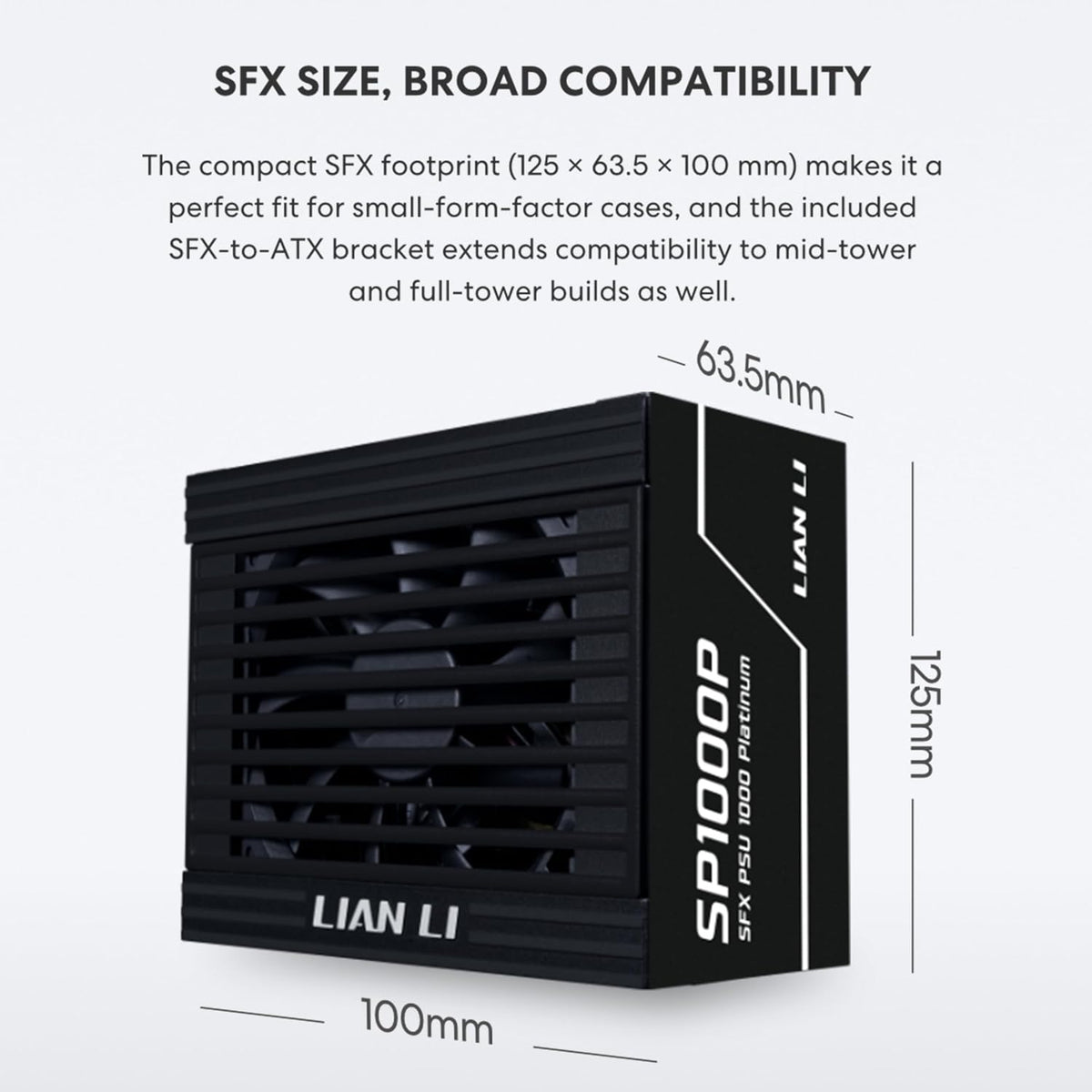 Lian Li 1000W Platinum Power Supply-SFX Form Factor-Black-SP1000P.B