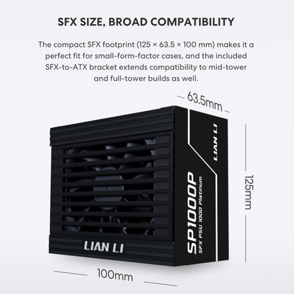 Lian Li 1000W Platinum Power Supply-SFX Form Factor-Black-SP1000P.B