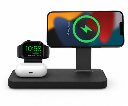 Mophie Snap+ 3-in-1 Charging Stand with Watch Adapters SNP-3N1-BYO Black