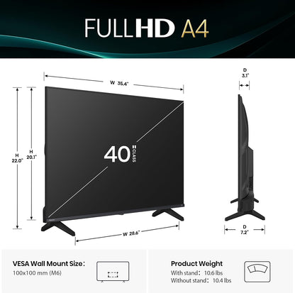 Hisense 40" Class A4 Series LED Full HD 1080P Smart Fire TV (2025) 40A4NF