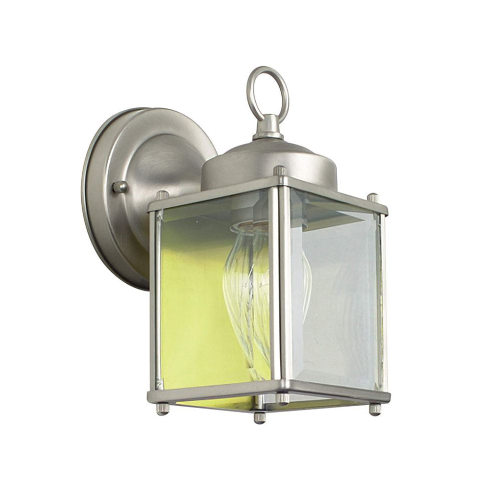 Sunset Lighting F6840-53 Outdoor Wall Sconce 8" Clear Beveled Glass, Satin Nickel Finish