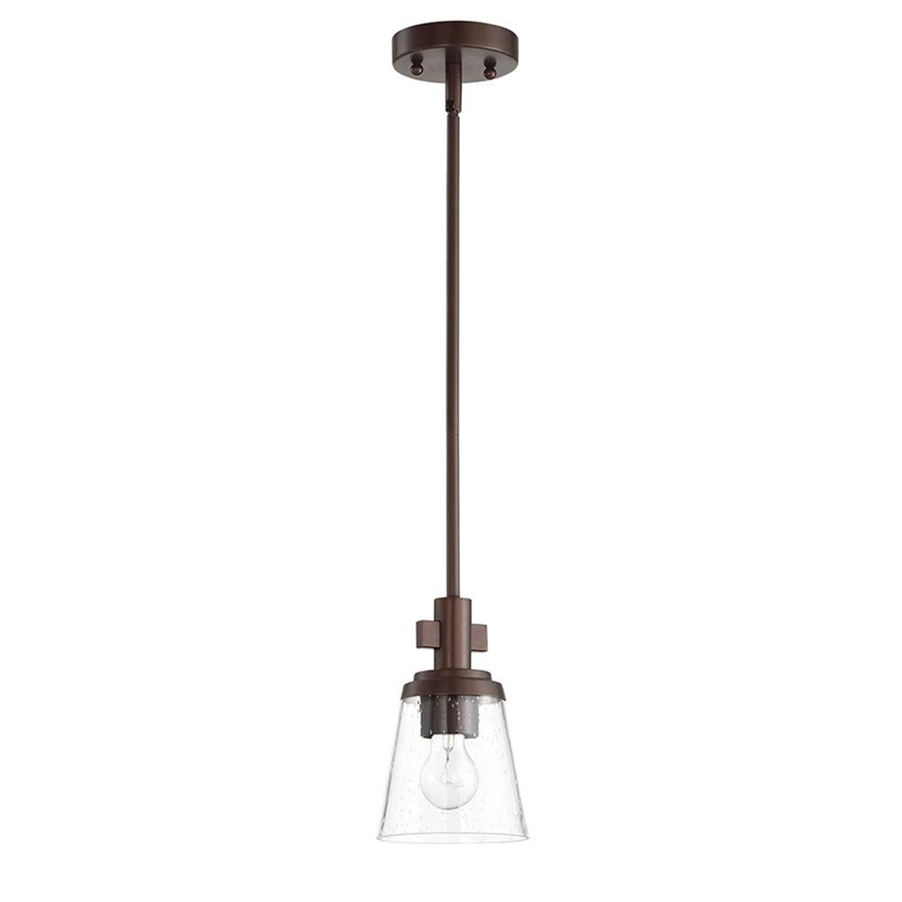 Sunset Lighting Riella 1-Light MB Mini Pendant Clear Seeded Glass Provincial Bronze F24010-64