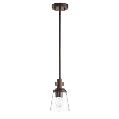 Sunset Lighting Riella 1-Light MB Mini Pendant Clear Seeded Glass Provincial Bronze F24010-64