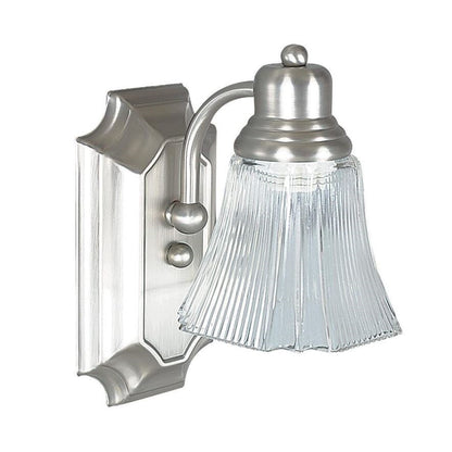 Sunset Lighting 1-Light Vanity Prismatic Clear Glass, Satin Nickel Finish F3571-53