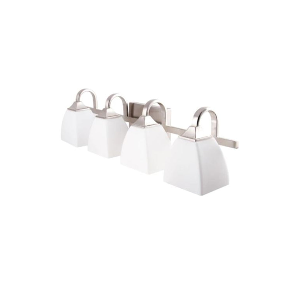 Sunset Lighting F19014-80 Starling 4-Light Vanity 100-Watt Frosted Opal Glass Bright Satin Nickel Finish