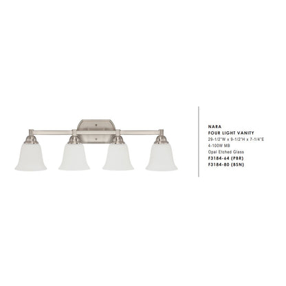 Sunset Nara Four Lights Vanity Bright Satin Nickel F3184-80