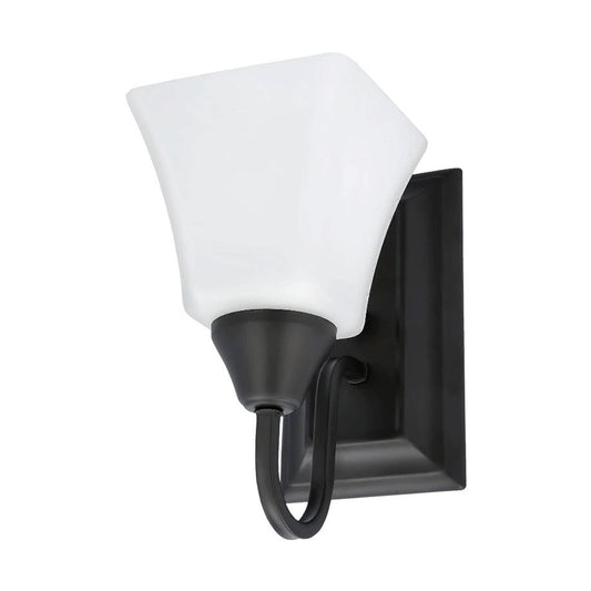 Luminance Square Lexington Vanity Light Wall Sconce | Black and White Bathroom Decor Fixture for Over Sink and Above Mirror Damp Rated 1-Light F3681-31
