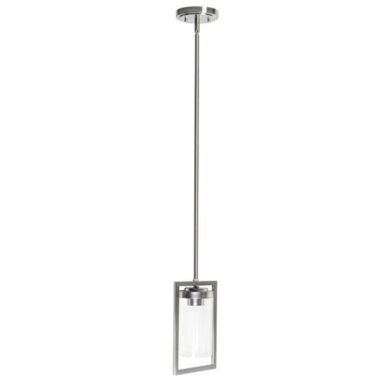 Sunset Lighting 1-Light Mini Prestige Pendant Clear Glass Dimmable Bright Satin Nickel Finish F15010-80