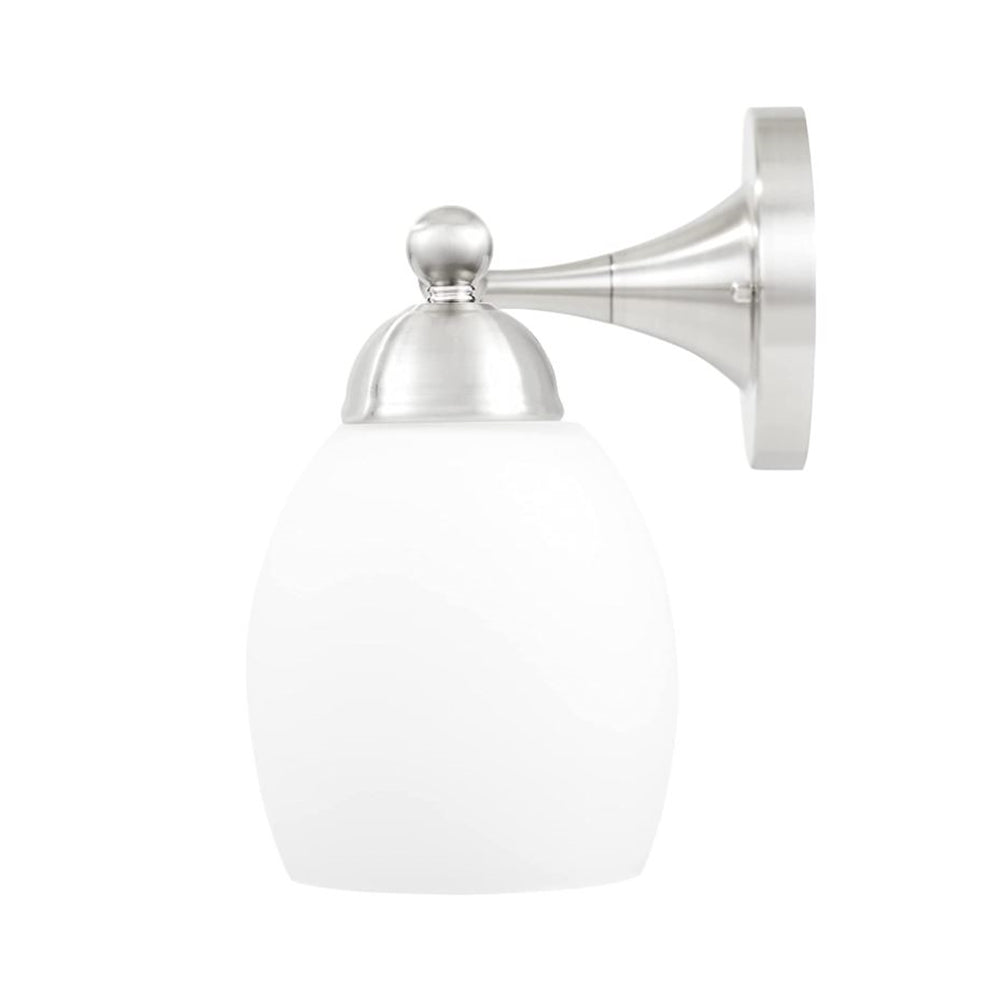 Sunset Lighting 4-Light Olen Vanity Opal Glass w/ Bright Satin Nickel Finish