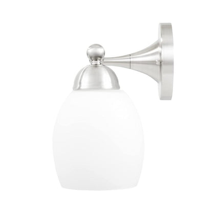 Sunset Lighting 4-Light Olen Vanity Opal Glass w/ Bright Satin Nickel Finish