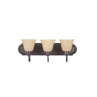 Sunset Lighting 3-Light Bath Vanity Tea Stained Glass, Oil Bronze - F3563-44