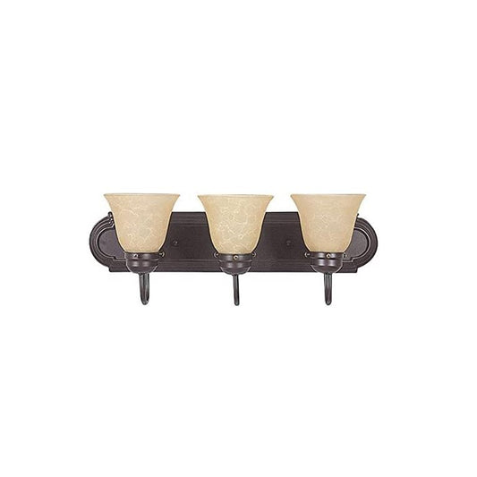 Sunset Lighting 3-Light Bath Vanity Tea Stained Glass, Oil Bronze - F3563-44