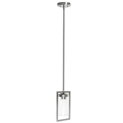Sunset Lighting 1-Light Mini Prestige Pendant Clear Glass Dimmable Bright Satin Nickel Finish F15010-80