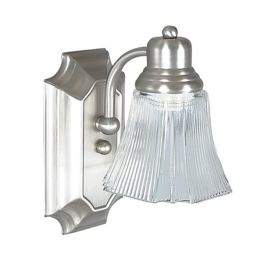 Sunset Lighting 1-Light Vanity Prismatic Clear Glass, Satin Nickel Finish F3571-53