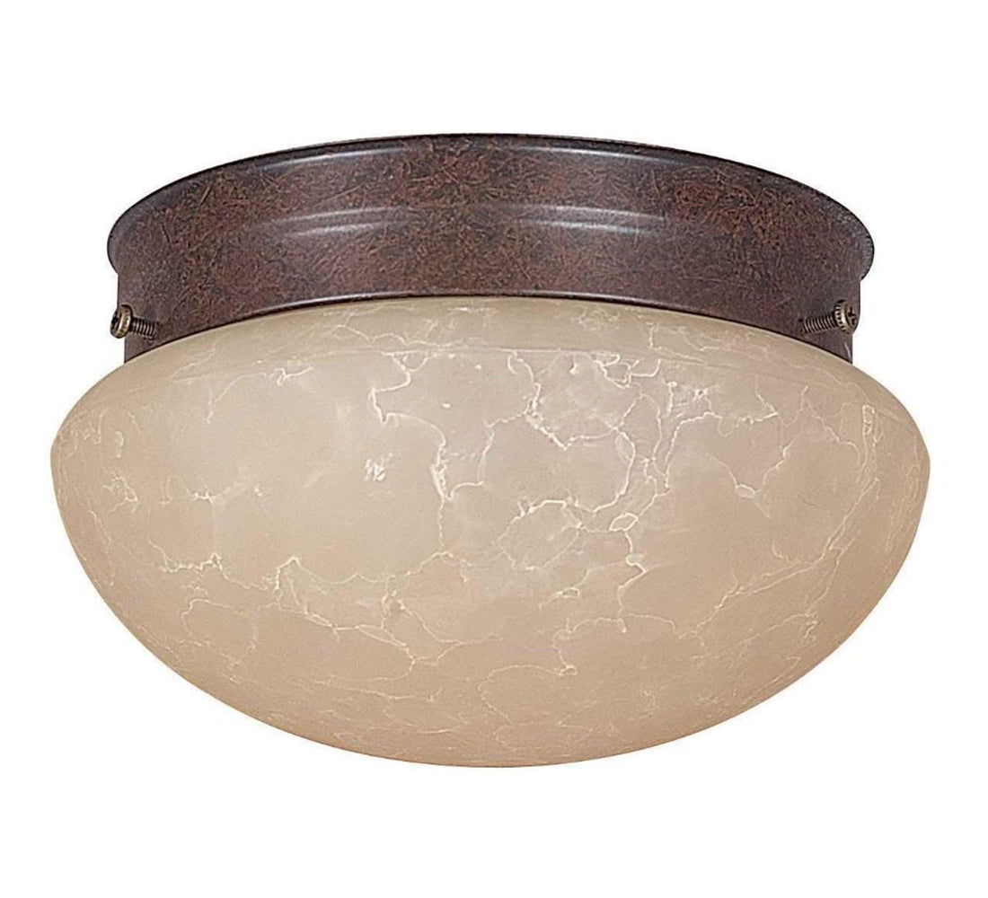 Sunset Lighting 6" Flush Mount w/ Tea Stained Glass, Rubbed Bronze Finish F3272-62
