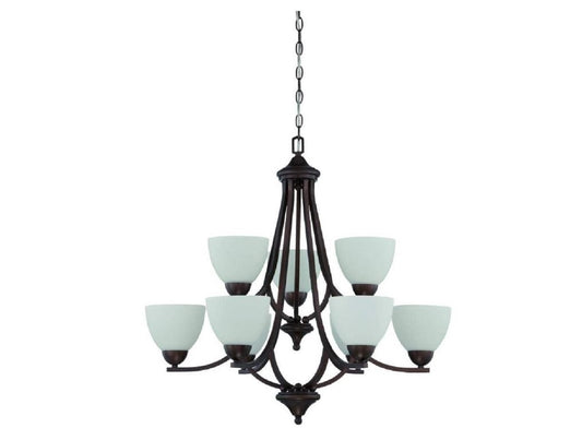 Luminance F16089-64 9-Light 2-Tier 60W Medium Base Preston Chandelier Provincial Bronze