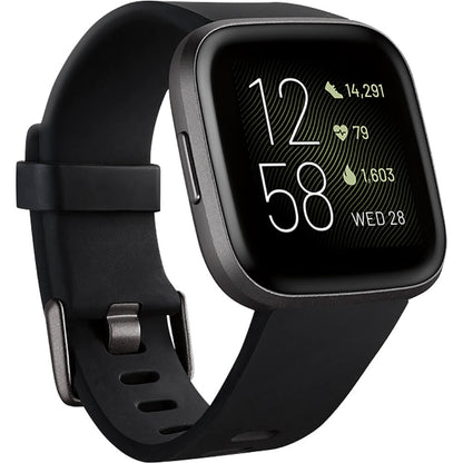 Fitbit Versa 2 Smartwatch Bundle with Small and Large Bands Black FB507BKBKLBNDLB