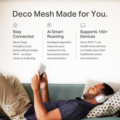 TP-Link Deco 7 BE23 Dual-Band BE3600 Wi-Fi 7 Mesh Wi-Fi Router 4-Stream 3.6 Gbps,160 Mhz
