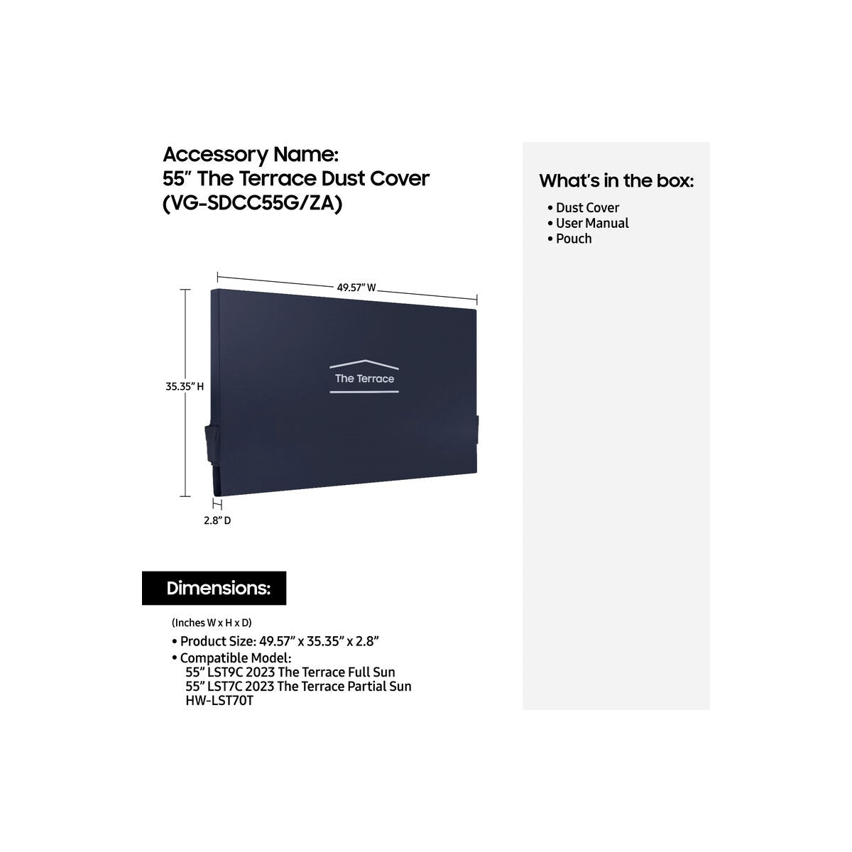 Samsung 55" Class The Terrace Outdoor Dust Cover Dark Gray VG-SDCC55G
