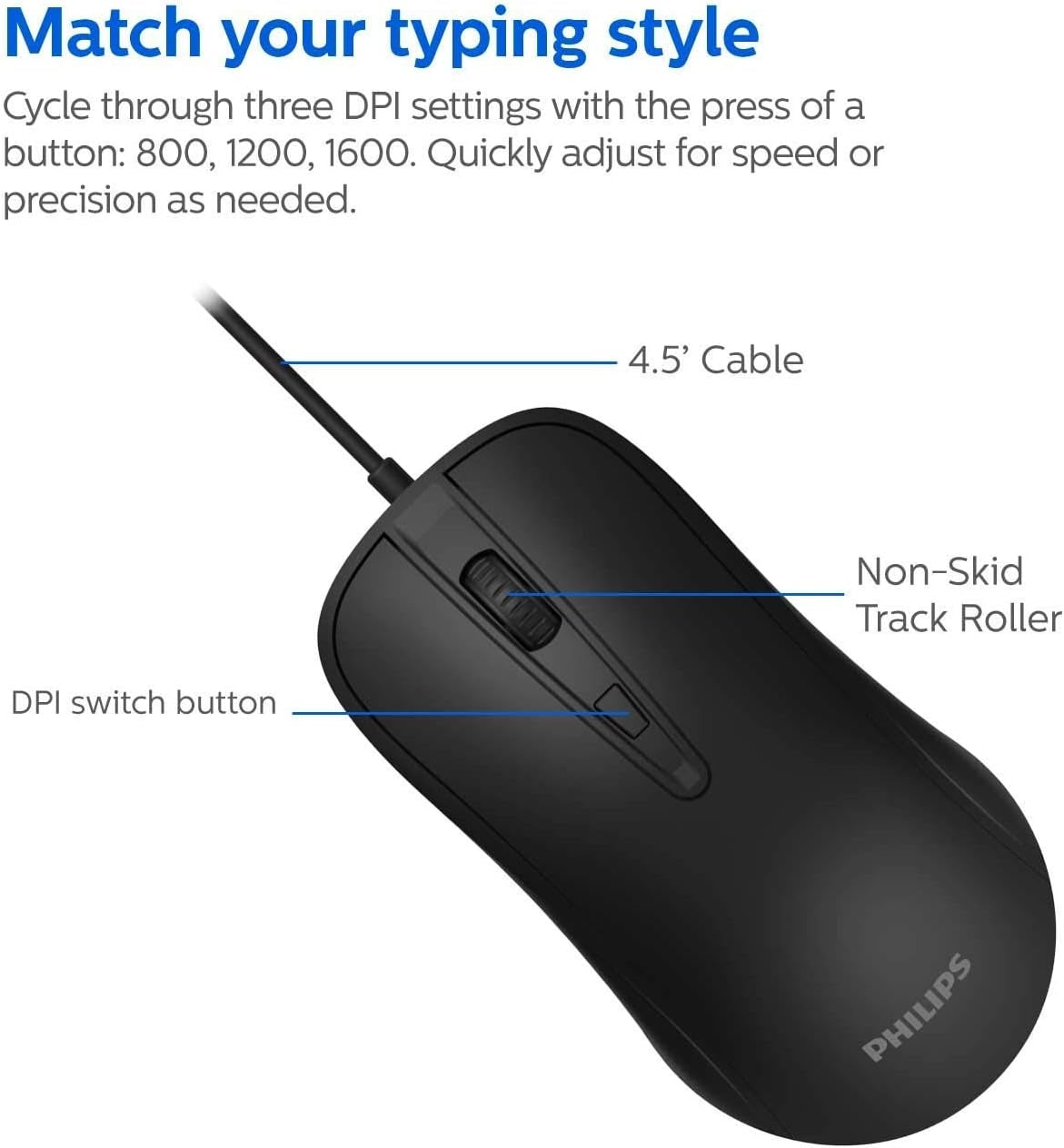 Philips SPT6214 Wired Keyboard and Mouse Combo Black