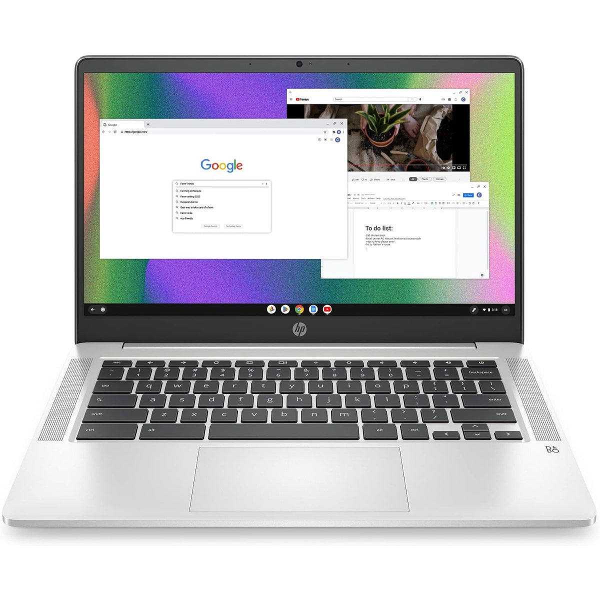 HP 14A-NA0226NR Chromebook 14 Laptop, Intel Celeron N4120, 4 GB RAM, 64 GB eMMC, 14" HD Display, Chrome OS