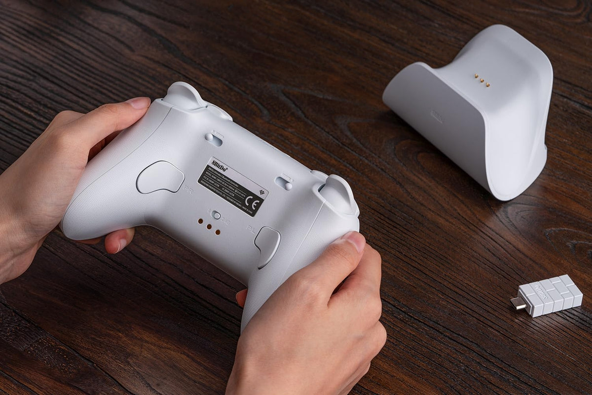 8BitDo Ultimate 2 Bluetooth Controller, Hall Effect Triggers with Charging Dock - White