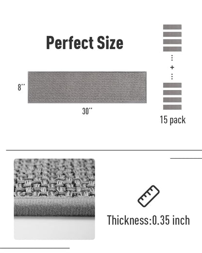 PADOOR Non Slip Stair-Treads, 15PCS Residue Free Carpet Stair Treads for Kids and Dogs 8"x30" Grey
