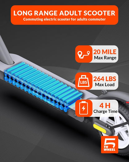 5TH WHEEL V30PRO Electric Scooter - 350W Motor, 18 mph, 20 Mile Range, 265 lbs. Capacity