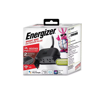Energizer Connect Smart WiFi Weather Resistant In/Outdoor Plug 2nd Gen EOX3-1002-BLK