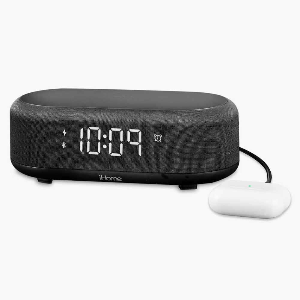 iHome Bluetooth Alarm Clock with Wireless Charger & USB Charging Station iBTW112