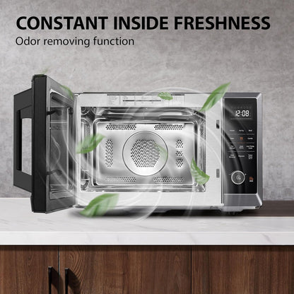 Toshiba 1.0 Cu. ft 8-in-1 Air Fryer Microwave Oven Combo, 1000 Watts, Black Stainless Steel, ML2-EC10SA(BS)