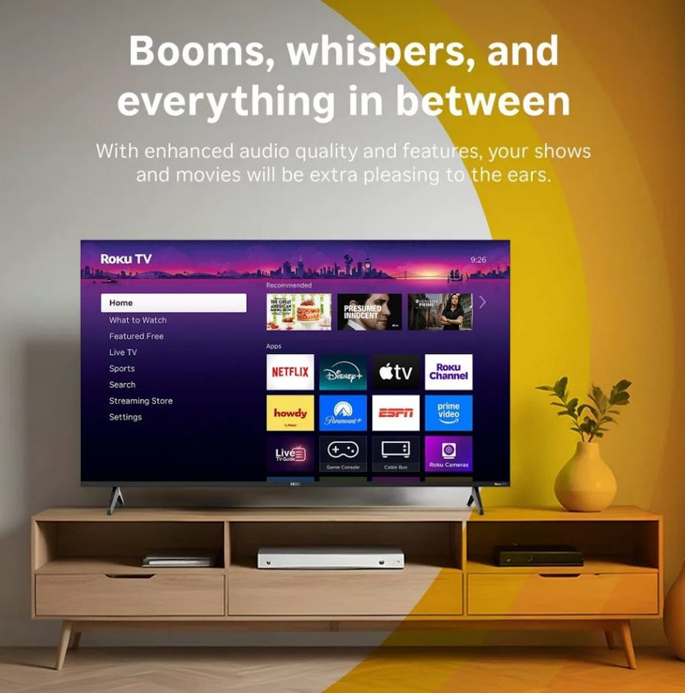 Hiro 32" 720p HD Smart TV Flat Screen LED Television with Roku TV and Dolby Audio for Streaming H32C2C4