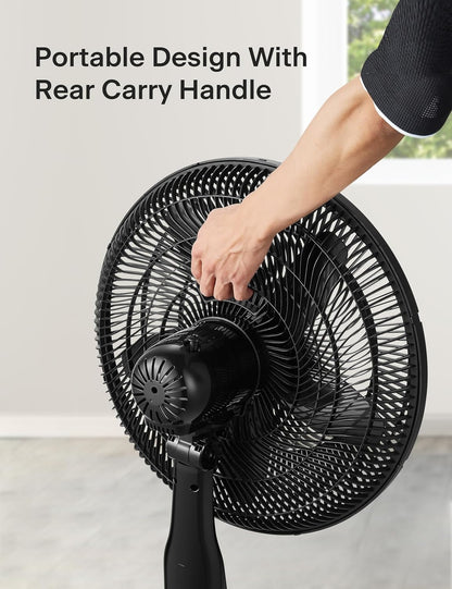 Pelonis PFS45A5BBB 18 inch 5-Blade Oscillating Fan, Adjustable Standing Pedestal Remote, LED Display, 5 Speed Setting and 7-Hour Timer Fan, Black