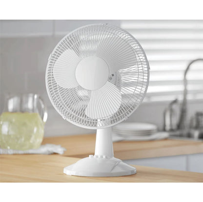 Mainstays 12" 3-Speed Oscillating Table Fan White FT30-8MBW