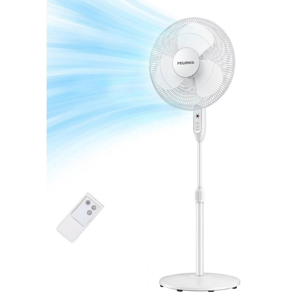 Pelonis 3-Speed Oscillating Free Standing Electric Household Fan White PFS40A4BWW