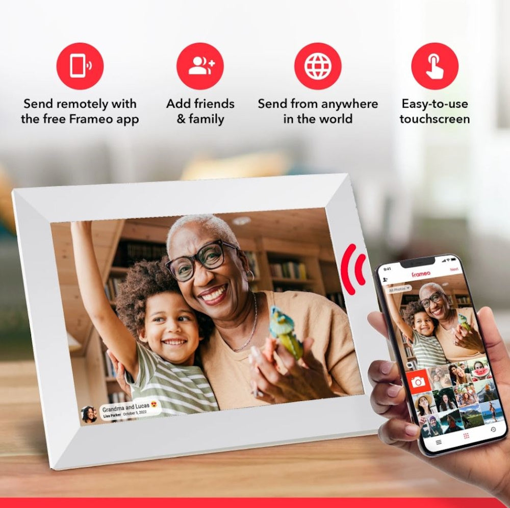 ONN 10.1” Digital Picture Frame Frameo Wi-Fi Photo Transfer & 16 GB Memory 100147212